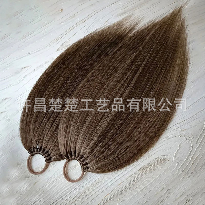 Comercio exterior transfronterizo peluca europea y americana cola de caballo pelo largo y liso cola de caballo sintética extensión de cabello cola de caballo de mujer trenzas falsas al por mayor