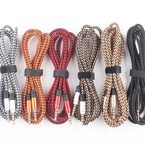 Tarjeta de sonido en vivo 1,5 m 3,5 MM Velcro 4-Core cable de audio Cable de grabación AUX público a público cable de audio del coche