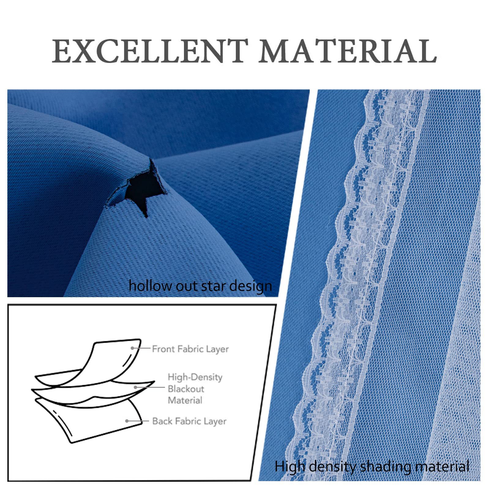 double layer curtains hollow star blackout rod punching short curtains_voghion.com