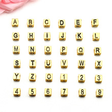 古法沙金26个英文字母手链隔珠diy立方体通孔散珠串珠转运珠饰品