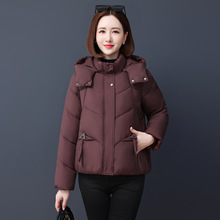 时尚连帽短款羽绒棉服女2025年冬季面包服宽松加厚保暖洋气棉衣女