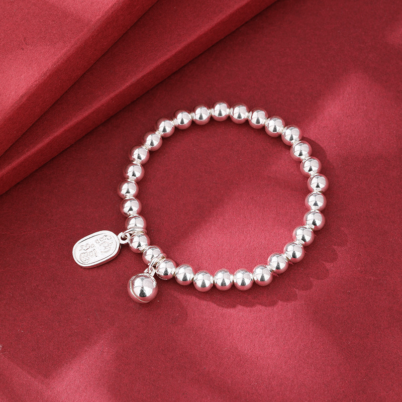 999 pulsera de plata de ley para bebés, cuentas de plata pura, lingotes de bebé para niños saludables y felices, monedas de cobre, cuentas de plata, pulseras