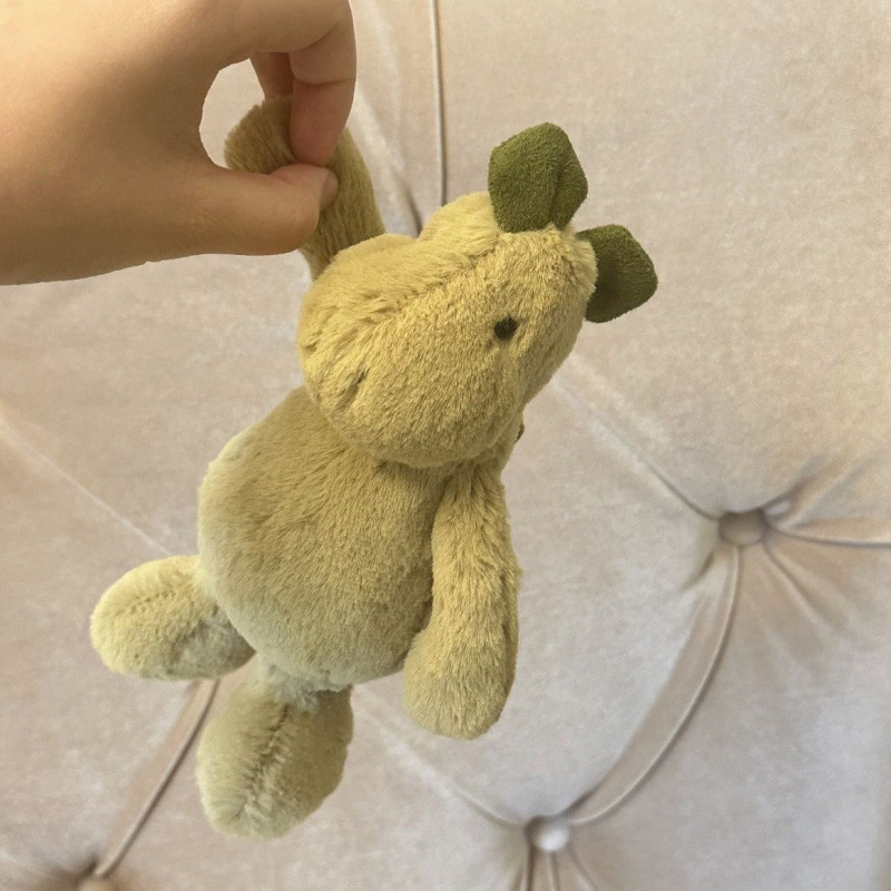 Grünes Dinosaurier-Plüschtier, niedliches Unisex-Kuscheltier aus weichem Leder, Geschenk für Mädchen ab 6 Jahren_voghion.com
