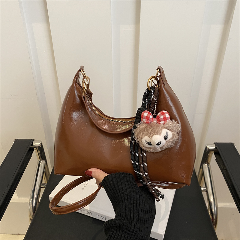 2024 nuevo invierno retro ocio de gran capacidad hombro axilar inclinado bolso de tela de piel de cera de aceite