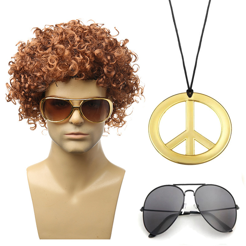 Halloween 60S Cos Fans Post 80S Punk Rock Costumes, Peace Party Role-Playing, and Hippie Wigs