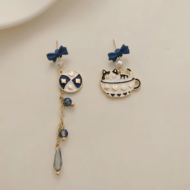 Fashion Animal Alloy Enamel Plating Bowknot Glass Womenu0027S Earrings 1 Pair