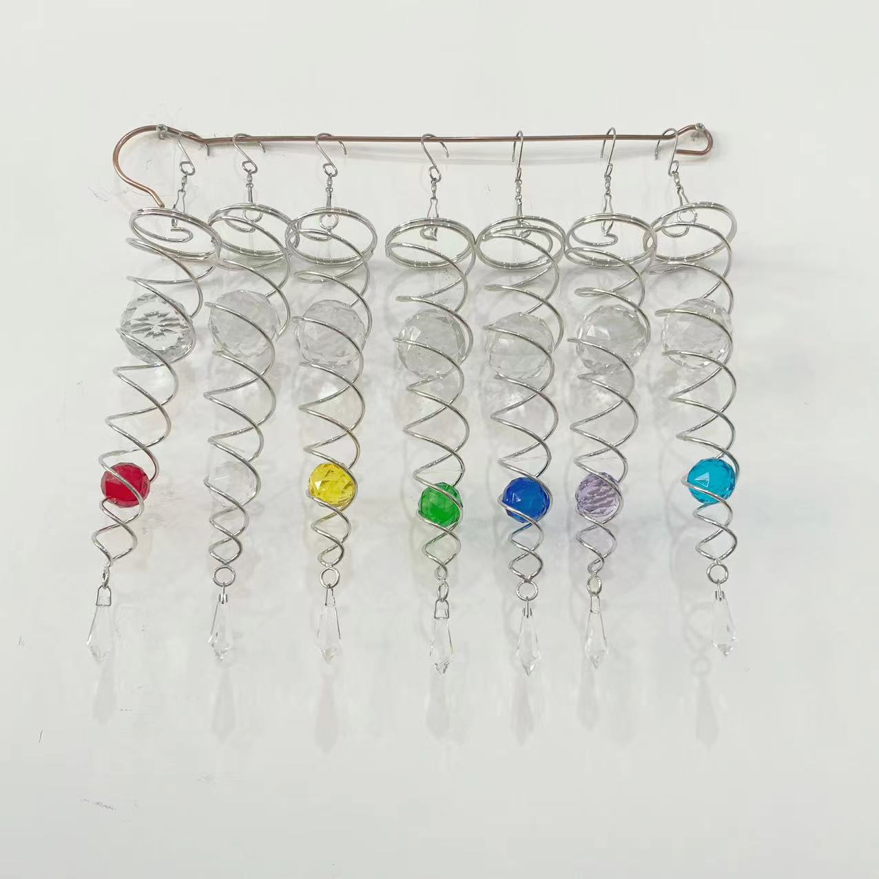 Carillon éolien spiraltail avec queue spirale et perles doubles_voghion.com