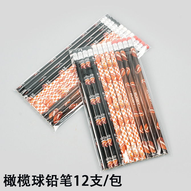 Lápices de fútbol para estudiantes de primer grado escritura hb lápiz con borradores creativos de fútbol infantil baloncesto lápiz borradores