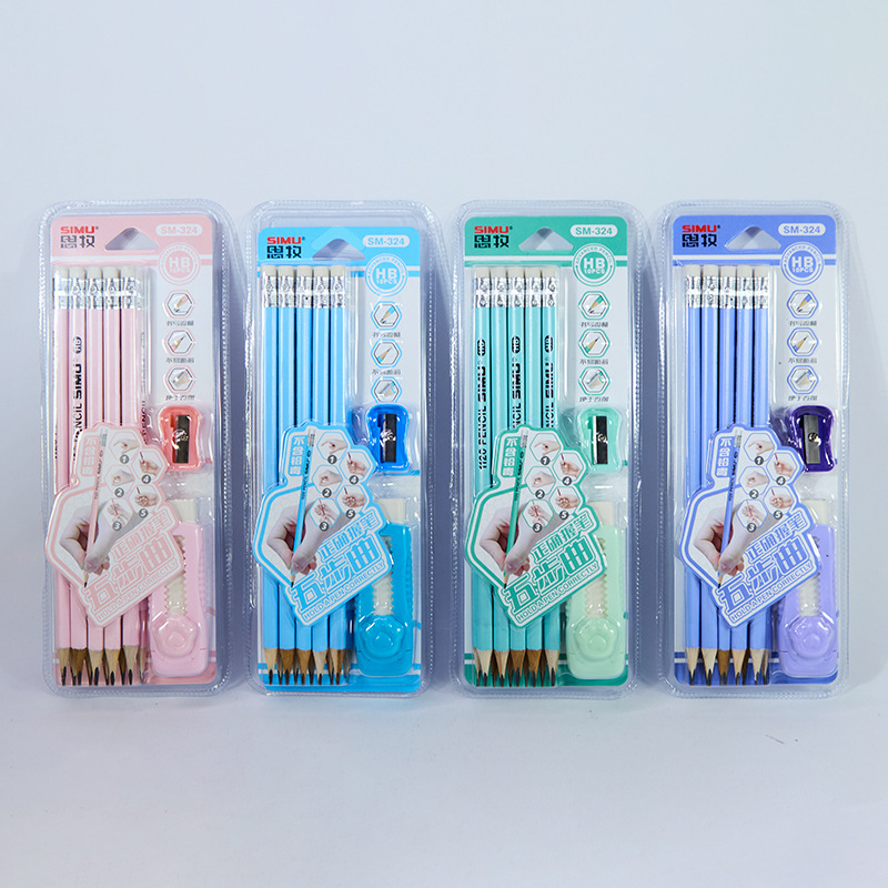 Lápices personalizados materiales de aprendizaje creativos para estudiantes de primaria niños regalos de recompensa Lápices borradores set papelería al por mayor