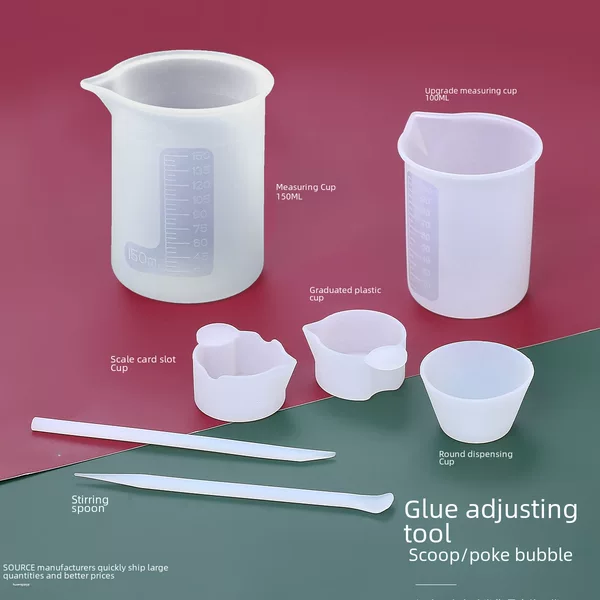 DIY Silicone Glue Mixing Tools Measuring Cup Mixing Stick with Scale Measuring Cup Dispensing Cup Color Mixing Stirring Spoon