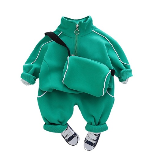 Boys' Spring and Autumn Set Trendy  New Autumn Outfit Crossbody Bag Long Sleeve Hoodie Two-Piece Set Baby Autumn Style Fashion
