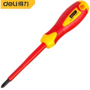 Deli Insulated One-Word Screwdriver Can Knock Thickened Multi-Functional Flat-Mouth Screwdriver Extra Long Rod Cross Plum Blossom