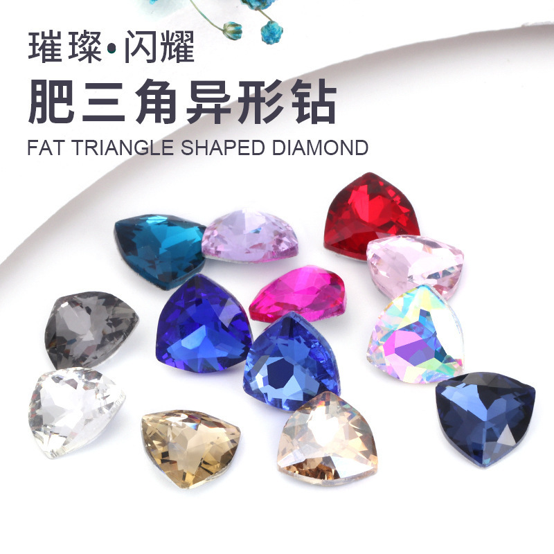 Manufacturer Wholesale Fat Triangle Glass Crystal Diamond Nail Art Diamond Crystal DIY Jewelry Accessories Accessories Special-Shaped Crystal Diamond