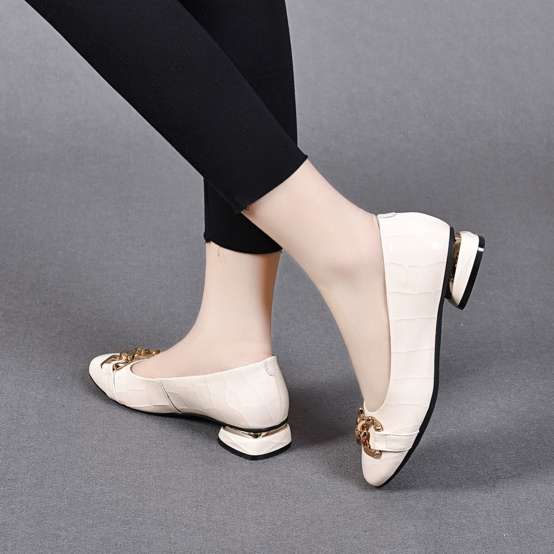 Metal comfortable loafers, shoes, 2023, Korean style