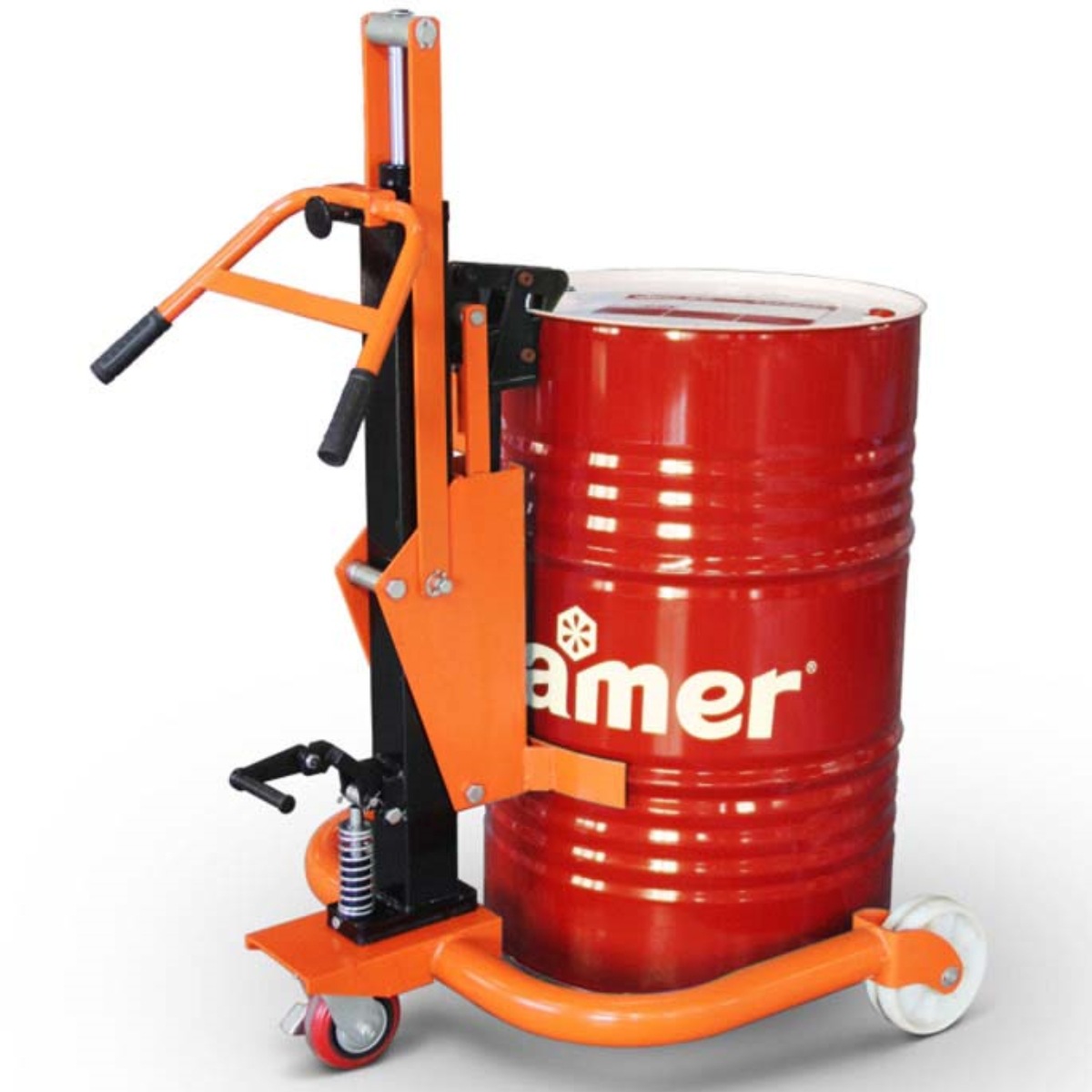 厂家批发手动油桶推车油桶装卸搬运堆高车脚踏液压升降圆桶搬运车