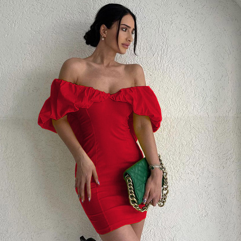 192g Weight Above Knee Dress Length Type Short Sleeve Sleeve Length Sheath Dress Dresses Type Polyester Fabric Type Mid Waist Waist Line Holiday Occasion Boat Neck Neckline Slim Fit Type Solid Color Pattern Summer Season Women's Gender Elegant Style Wholesale Women's Elegant Solid Color Holiday Boat Neck Short Sleeve Sheath Dress 46