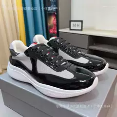 Europe Station Cross border High end P Home Lacquer Leather Bright Leather Fashion Leisure Sports Board Shoes Breathable White Shoes Classic Men's Shoes