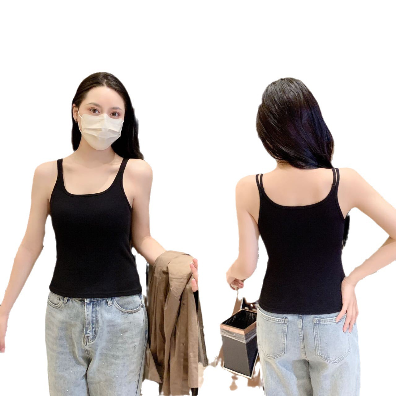 Camisola con espalda roscada hermosa mujer verano sujetador de copa fija ropa interior de una pieza chaleco de fondo de todo fósforo