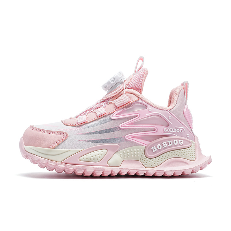 Babu Dou children's shoes, girls' sports shoes, new mesh breathable shoes for older children, leather waterproof running shoes with fleece lining for children