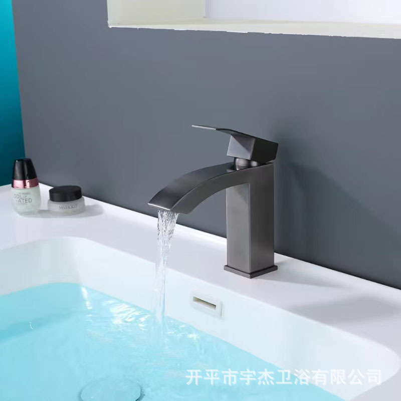 Cross-border square 304 stainless steel cold and hot washbasin faucet washbasin bathroom toilet waterfall faucet Specification drawing