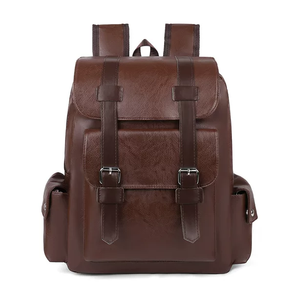 Cross-border large-capacity soft PU backpack, casual business laptop bag, college student schoolbag, travel backpack for business trips