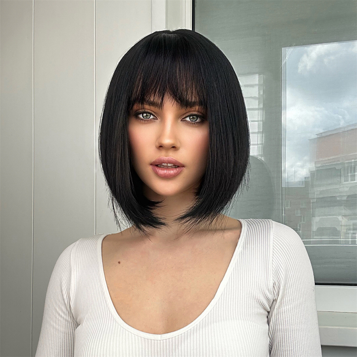 Venta caliente de primavera y verano, flequillo transpirable natural, cabello liso corto dorado degradado, peluca de estilo europeo y americano, cabello completo, wigs