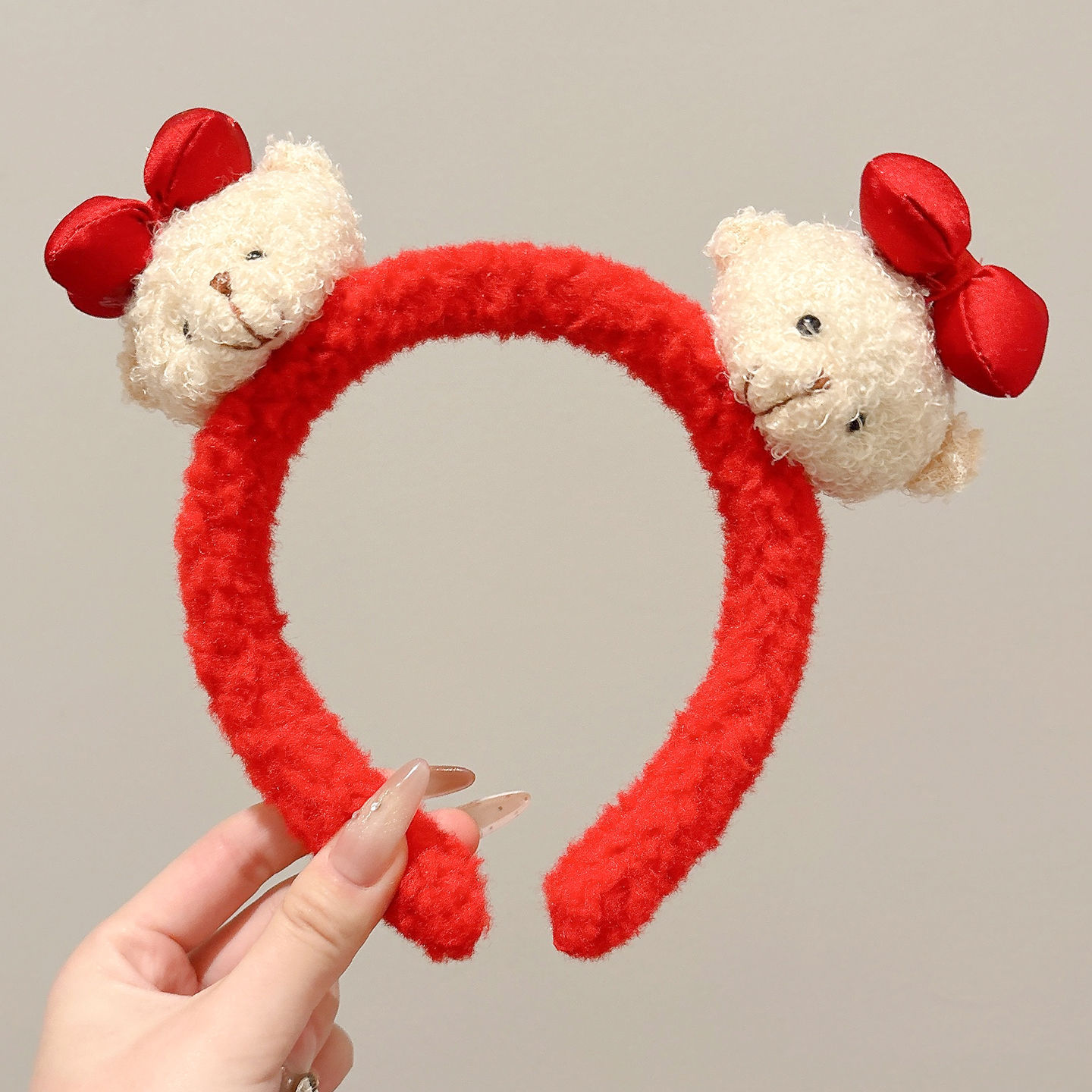 2026 Año Nuevo Festival de Primavera Año del Caballo Fiesta de celebración oso rojo arco de cabeza banda de cabello lavar la cara antideslizante presión clip de cabello