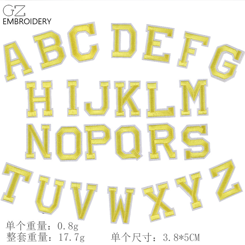 Guanze 26 colorido letras inglesas bordado pegatinas de tela planchado 10 colores opcionales ropa sombrero teléfono caso Accesorios