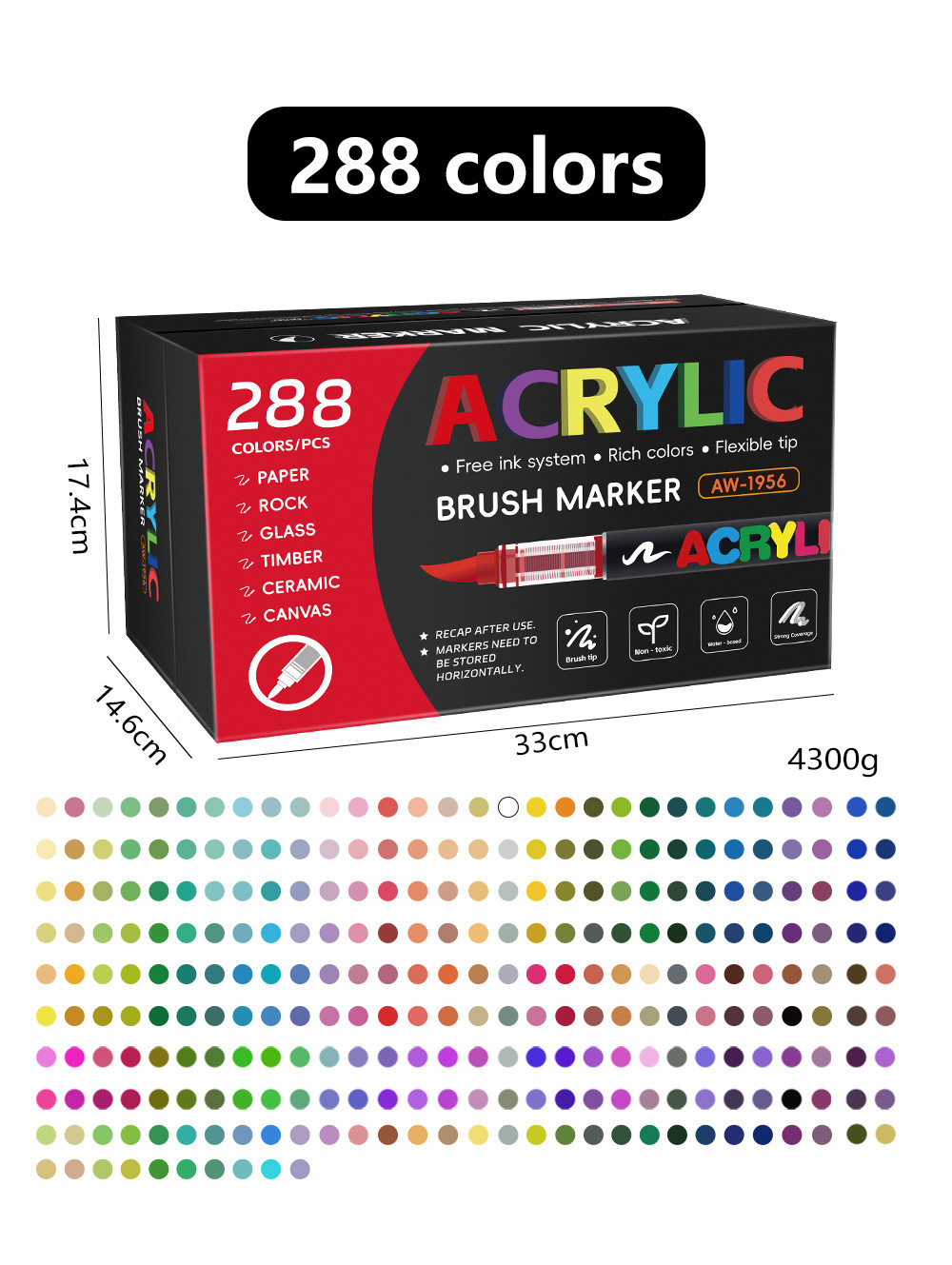 Direct-fill Soft-tip Acrylic Marker Pen 418 Colors Art Drawing Stationery Set for Children DIY Doodling Pen Wholesale
