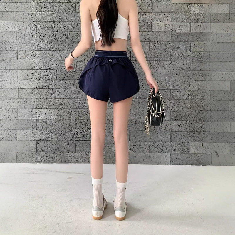 原厂Alo Yoga高腰织带瑜伽健身速干短裤户外跑步防走光运动短裤女|undefined