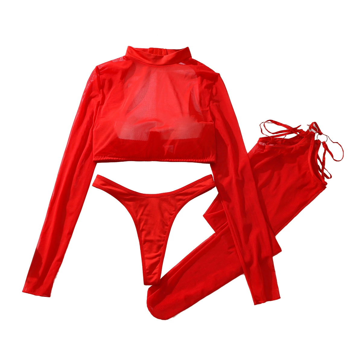 Comfortable shiffon long-sleeve, sexy split underwear, uniform, set, tights, Amazon