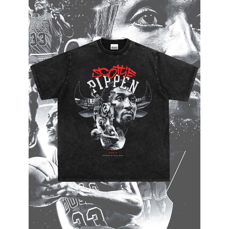 Youth Party Washed Vintage Short Sleeve Star Rodman Pippen T-Shirt Tatum Morant