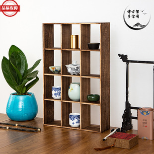 Antique Rack Solid Wood Chinese-style Jiugongge Duobao Pavilion Tea Set Storage Rack Ornaments Teapot Cup Jiuge Duobao