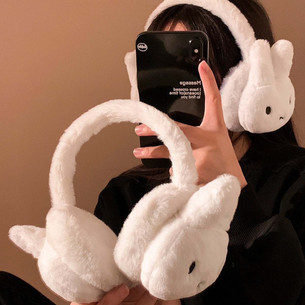 Conejo pequeño auriculares de peluche invierno protector de oídos bolsas de oídos anticongelante estudiantes de bicicleta auriculares lindos auriculares cálidos a prueba de frío
