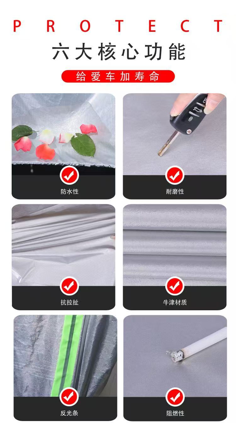 Full car cover for sun and rain protection, suitable for all seasons, made of thickened Oxford fabric, waterproof and dustproof, car sun protection cover