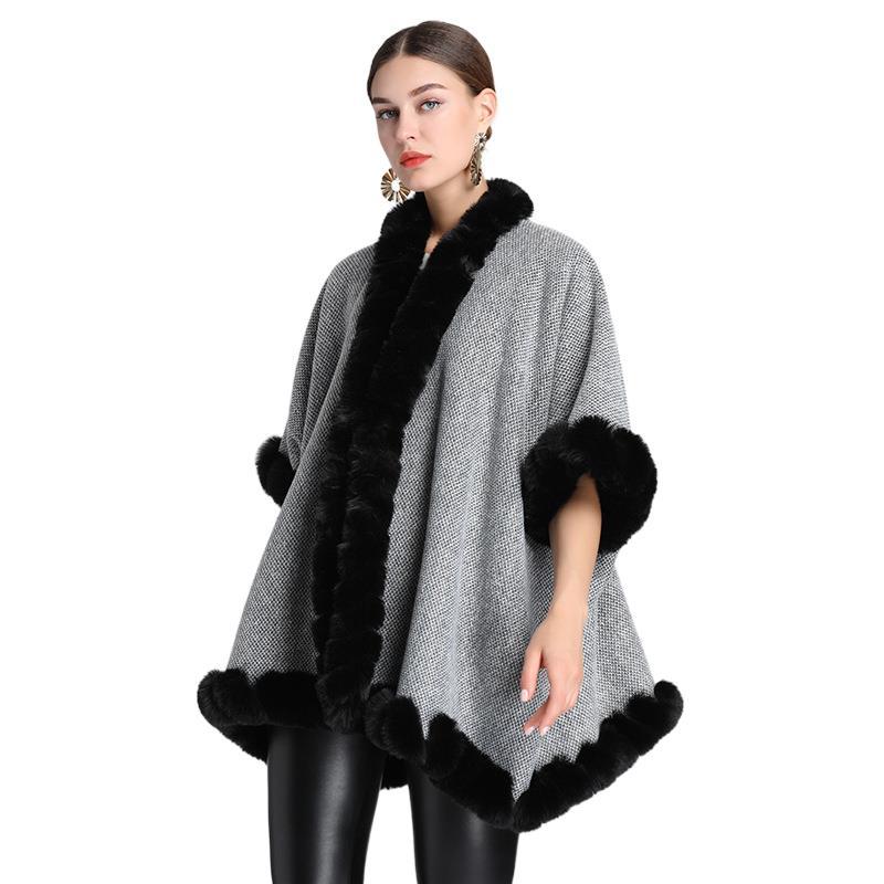 Ekstrafliisist eriti paks karusnahast kraega keeb lahtine suur kootud kardiganmantel naine_voghion.com