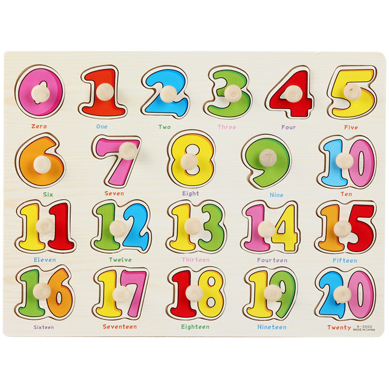 キノコの釘の手のつかみ板のパズルの子供の蒙氏の早教の木製のおもちゃのアルファベットの数字の果物の形の認知のつづり板|undefined