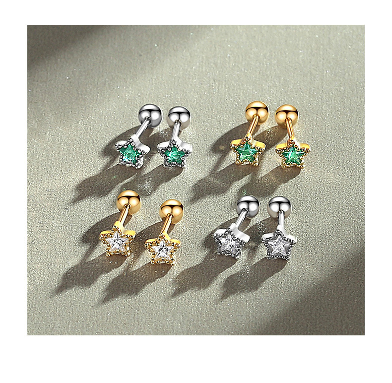 4g Weight Zircon Inlay Material Small Stud Earrings, Earrings, Ear Studs, Cartilage earrings Classification 1 Pair Quantity Daily, Sleeping Occasion 1 Pair 925 Sterling Silver Pentagram Colorful Star Zircon Small Stud Earrings Earrings Ear Studs