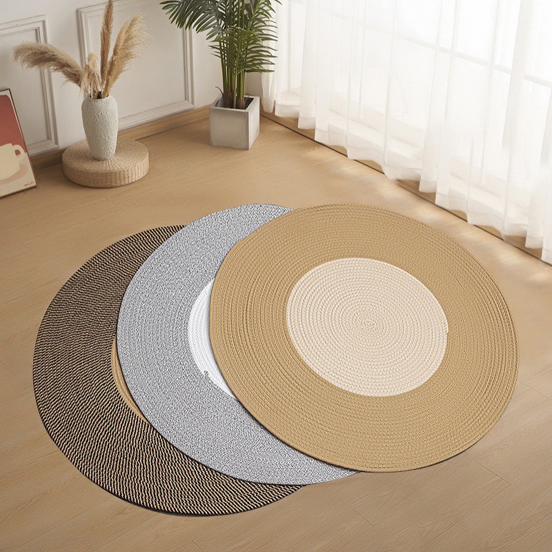 Estera de tejido simple sala de estar dormitorio estera antideslizante estera de estera redonda estera de estera de cama retro estera de estera al por mayor