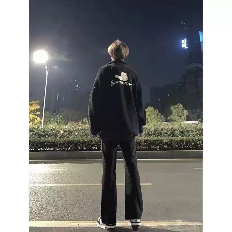 黑色微喇牛仔裤男款美式vibe高街裤子痞帅直筒修身筒裤微辣显高