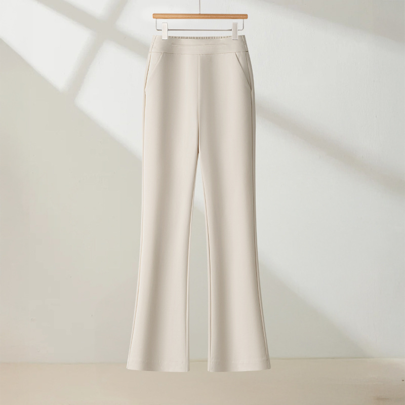 White Cropped Flared Pants for Petite Women, Spring/Summer 2026 New High-Waisted Slimming Drapey Casual Suit Pants for Women