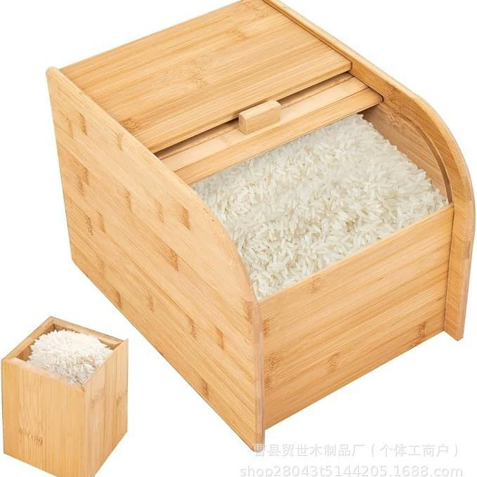 Деревянный ящик для хранения зерна, раздвижная крышка, ящик для распределения зерна, ведро для риса, герметичный ящик для закусок, хлеба, коробка для хлопьев