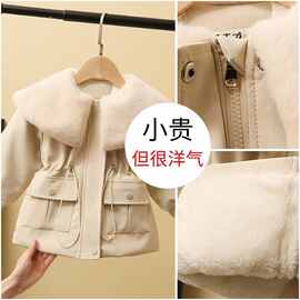 女宝宝冬装外套儿童加厚派克服2024新款女童蛋白皮衣外穿款棉服潮