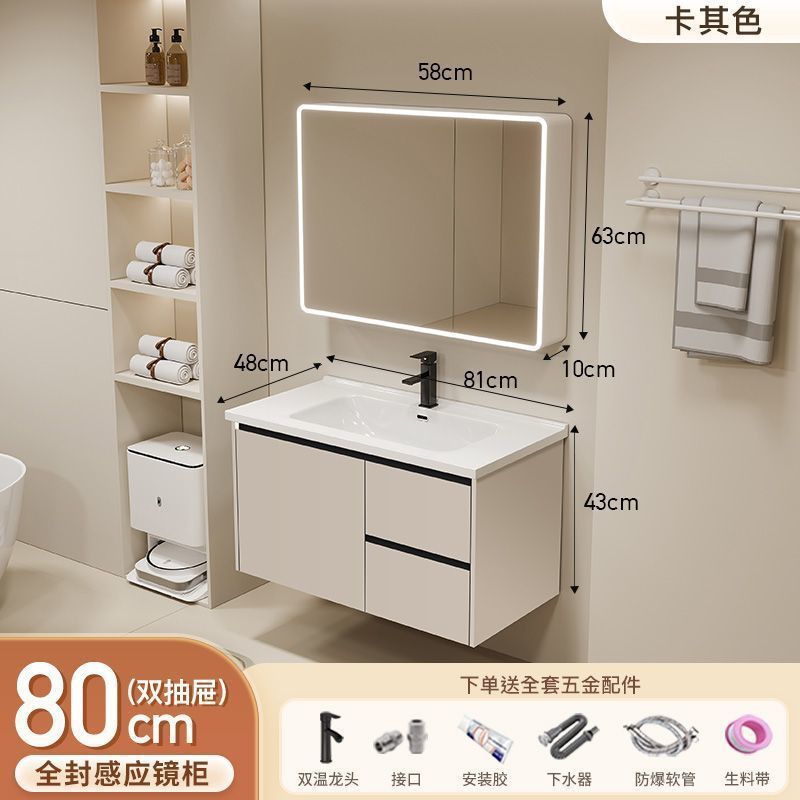 Gabinete de baño de aluminio inteligente espacial grueso combinación lavabo lavabo en cerámica lavabo fábrica de inodoro al por mayor