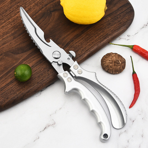 Manufacturer stainless steel zinc alloy handle chicken bone scissors multifunctional household scissors kitchen aluminum scissors wholesale
