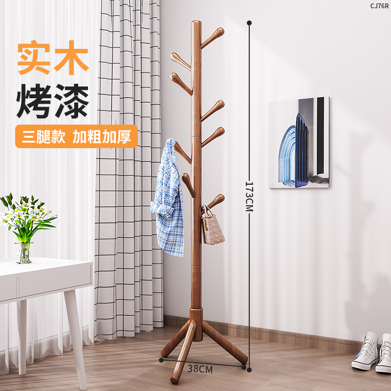 Percha de sombreros de madera sólida percha de ropa de piso percha de ropa vertical doméstica percha de ropa de oficina percha de bolsa de otoño y invierno