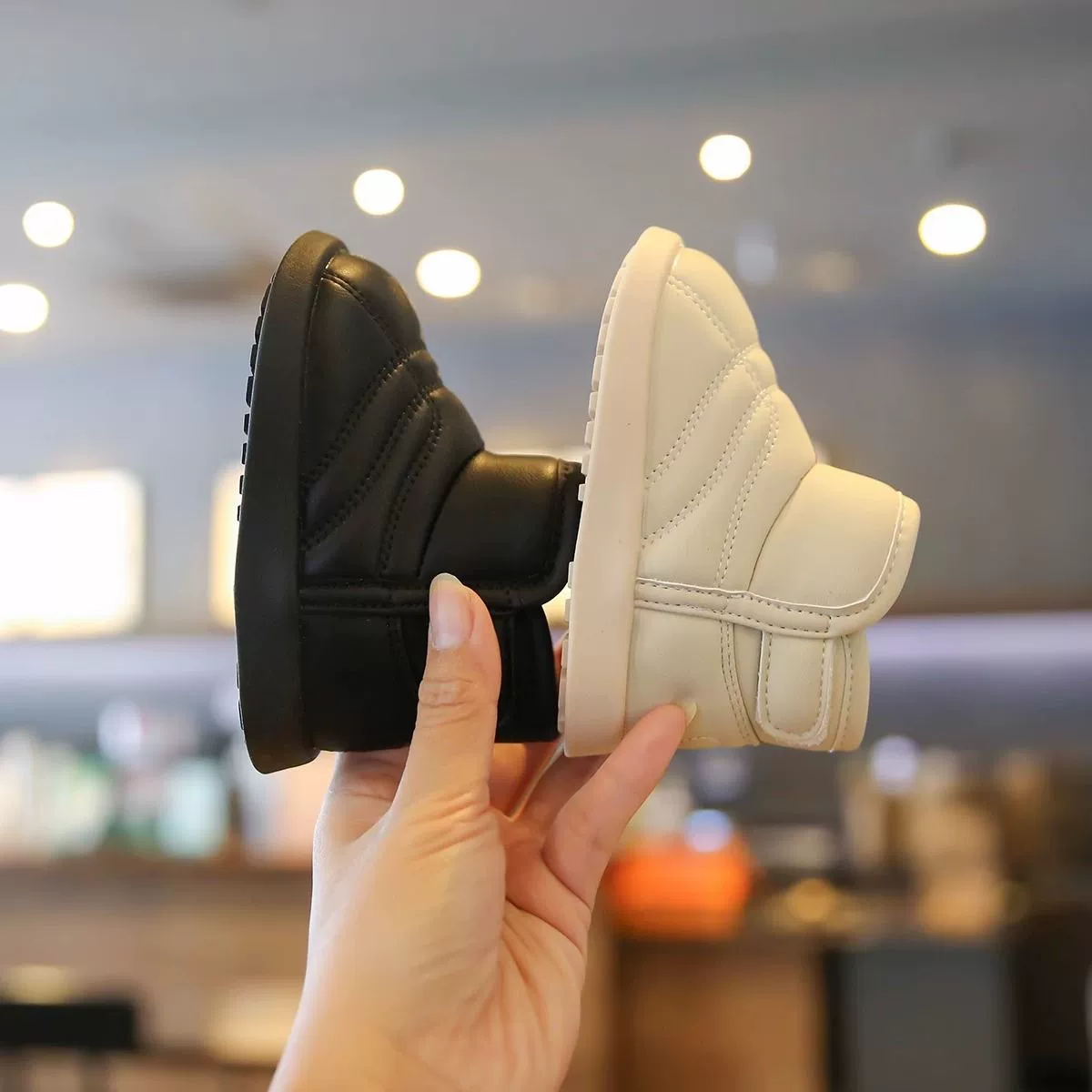 Новые детские снегоступы 2024 осень-зима мода для мальчиков и девочек плюс бархатные теплые хлебные туфли для малышей