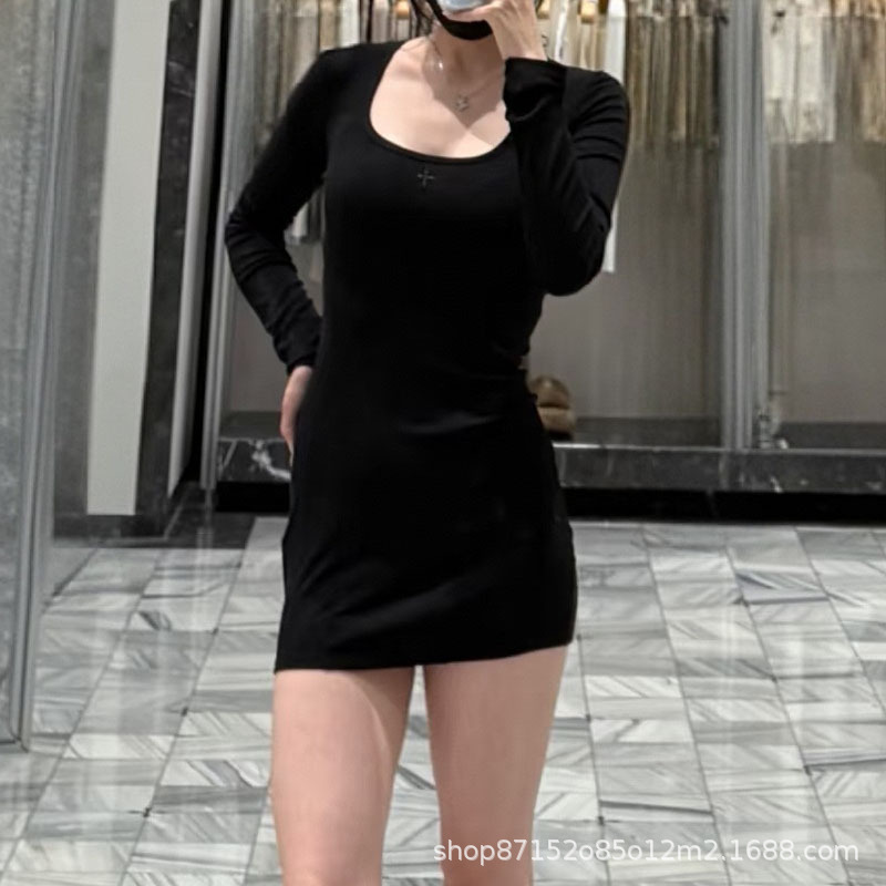 Smfr Nomadic Silk Long-Sleeved Short Dress with Tight Waist, New Style Available in Three Colors