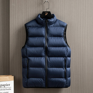 Men's Vest for Autumn and Winter Fashionable Thickened Warm Solid Color Down Cotton Vest Men's Casual Vest for Winter