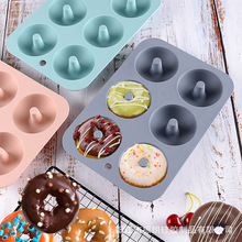 6连甜甜圈硅胶模具硅胶甜甜圈DIY蛋糕模马卡龙配色圆圈烘焙工具